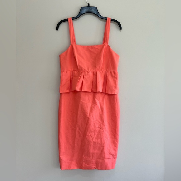 NWT J. Crew Strappy Peplum Party Dress in Cotton Silk Faille, Coral, 4 - Picture 2 of 11